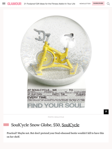 Soul Cycle Globe as seen in Glamor Magazine