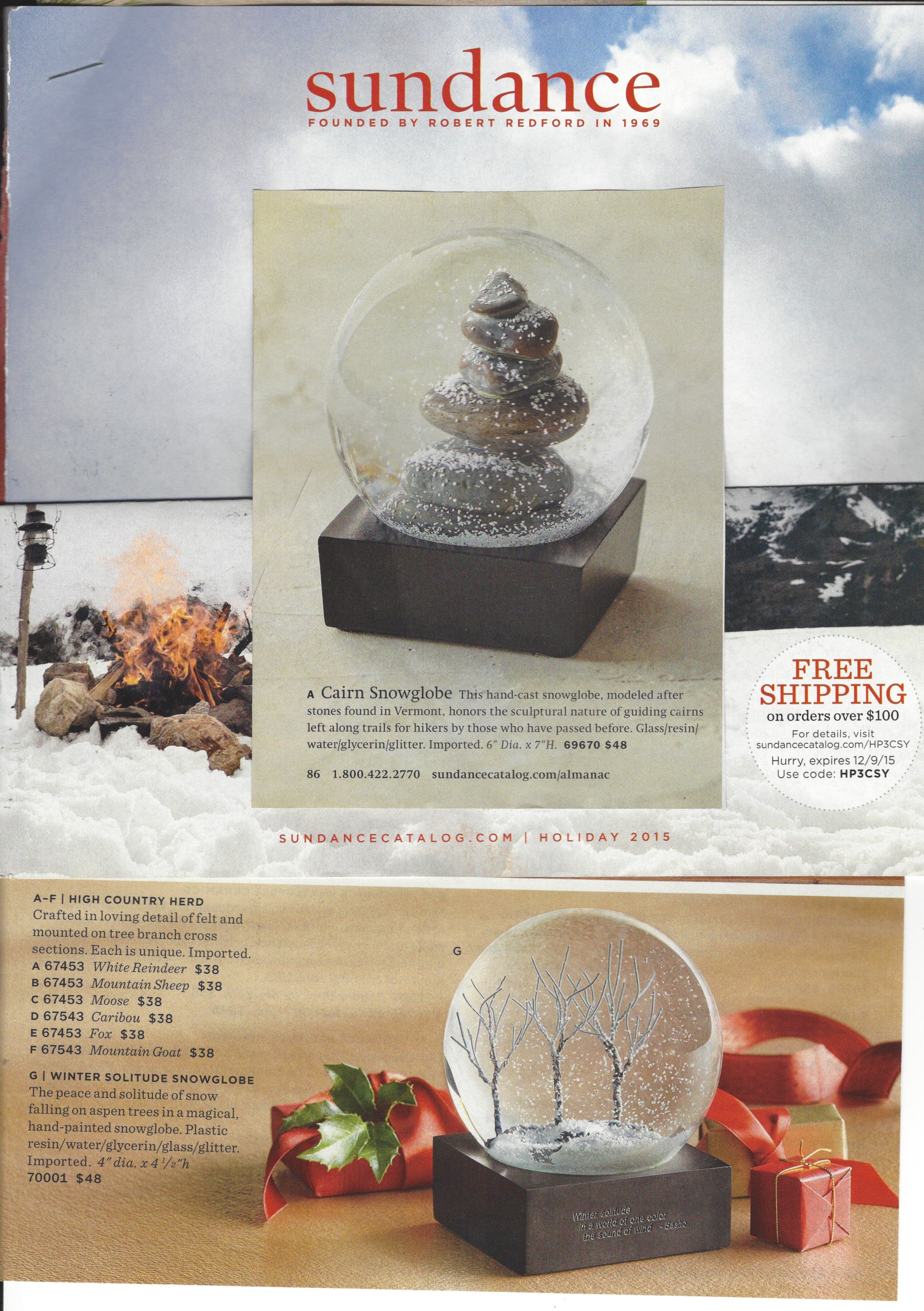 Sundance Catalog CoolSnowGlobes
