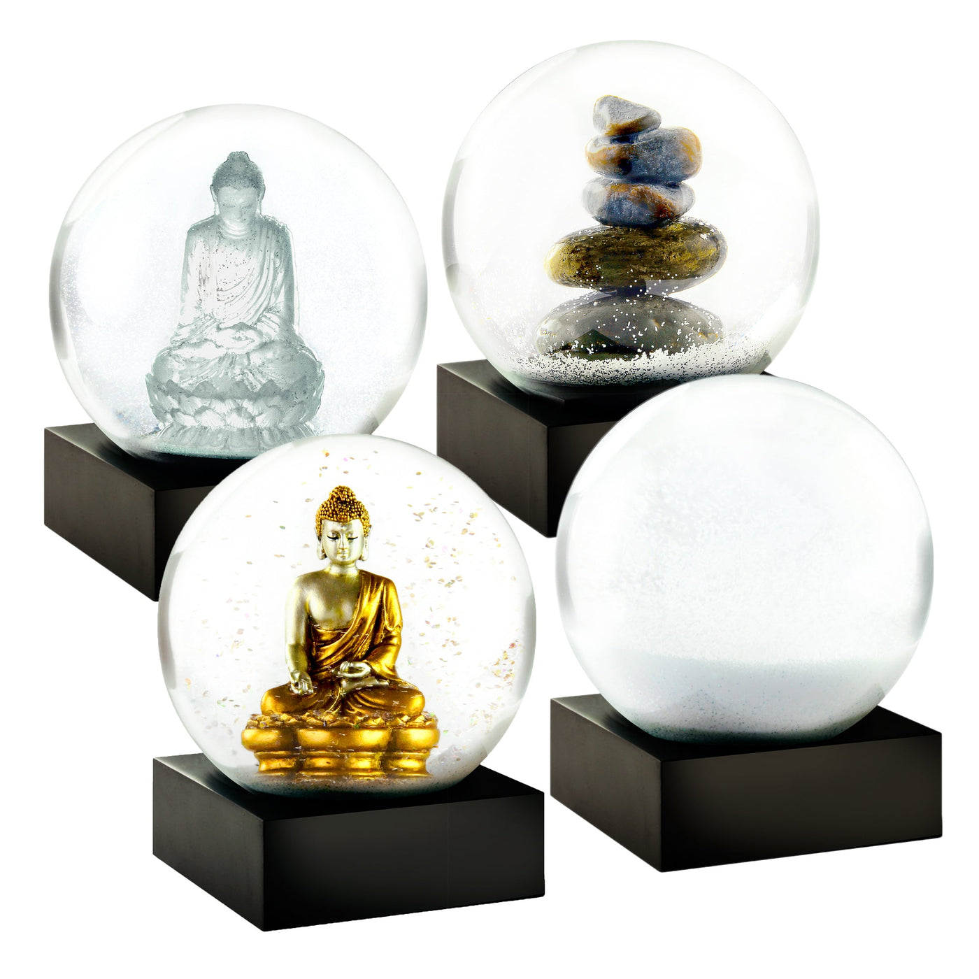 CoolSnowGlobes Mini Zen Set of Four Snow Globes